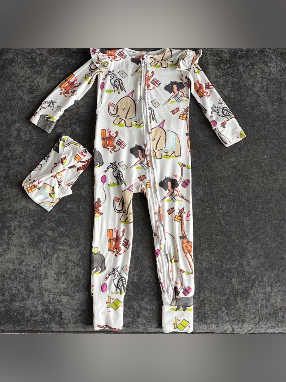 Gracyn Sky Girls Sienna Pajamas with Matching Bow Headband Size 18-24
